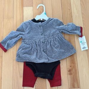 Carter's Gray and Black Baby Outfit with Red Accents
